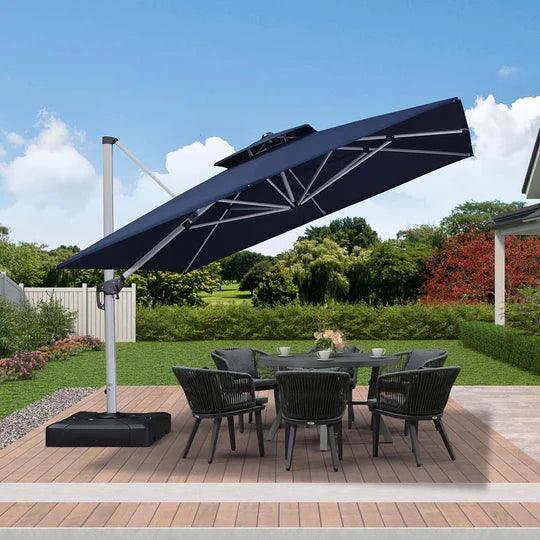 PURPLE LEAF Outdoor Patio Umbrella with Base, Garden Pool Umbrella, Navy Blue