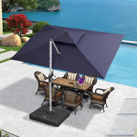 PURPLE LEAF Outdoor Patio Umbrella with Base, Garden Pool Umbrella, Navy Blue