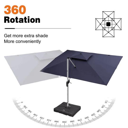 PURPLE LEAF Outdoor Patio Umbrella with Base, Garden Pool Umbrella, Navy Blue