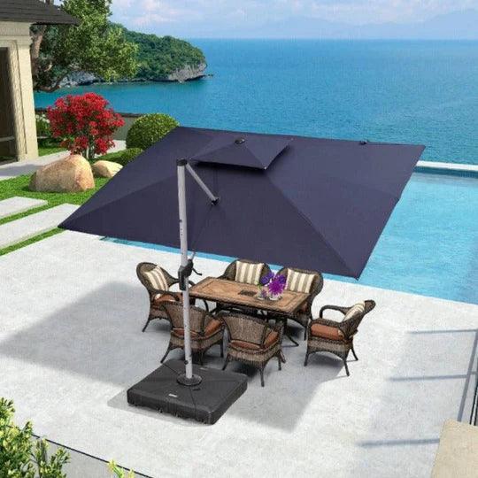 PURPLE LEAF Outdoor Patio Umbrella with Base, Garden Pool Umbrella, Navy Blue