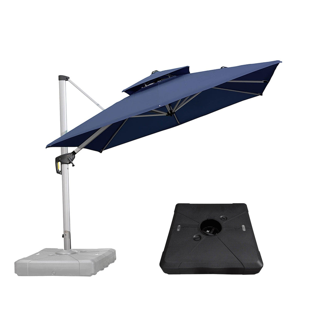 PURPLE LEAF Outdoor Patio Umbrella with Base, Garden Pool Umbrella, Navy Blue