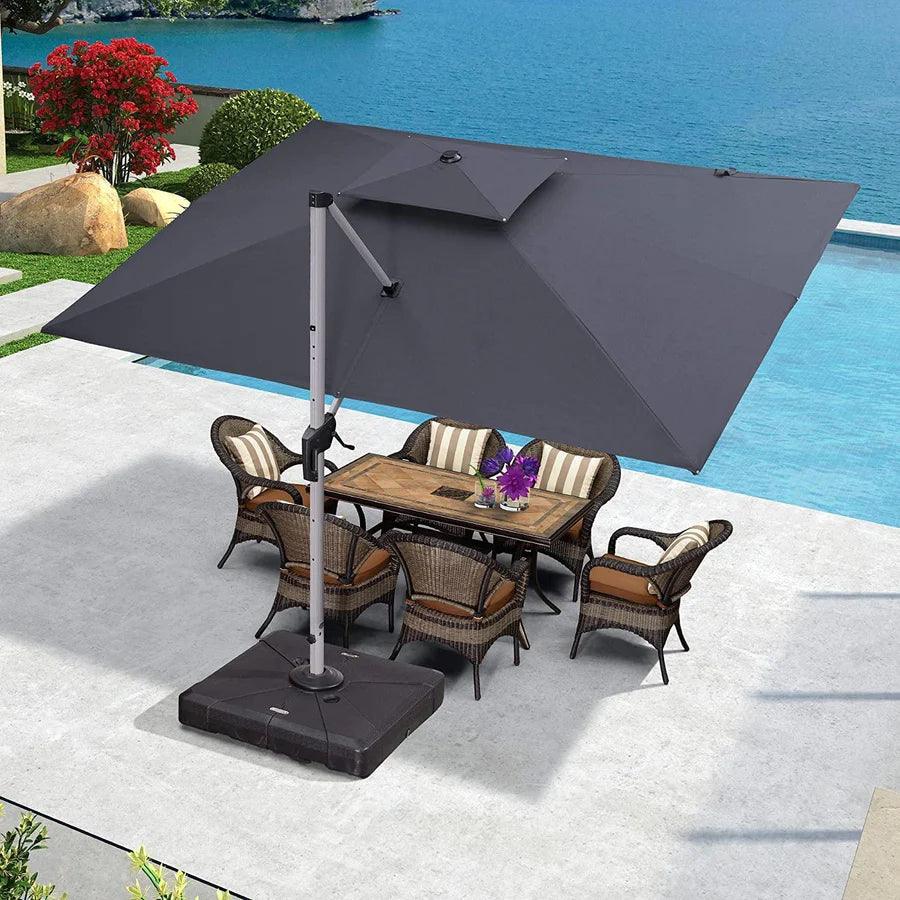 PURPLE LEAF Outdoor Patio Umbrella with Base, Garden Pool Umbrella, Navy Blue
