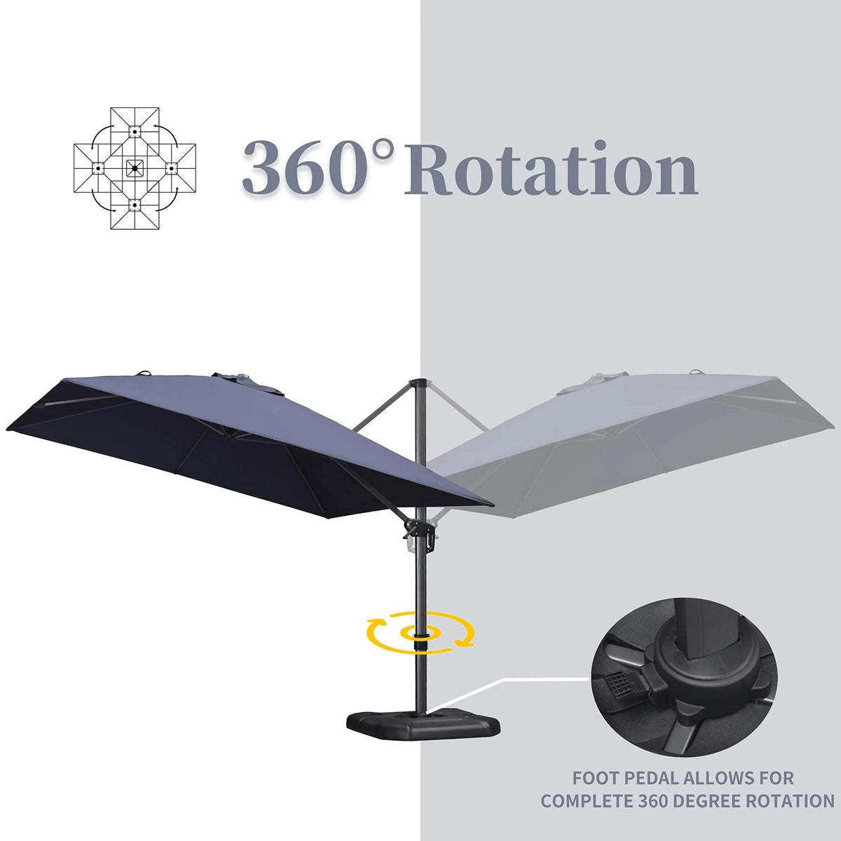 PURPLE LEAF Outdoor Patio Umbrella with Base, Garden Pool Umbrella, Navy Blue