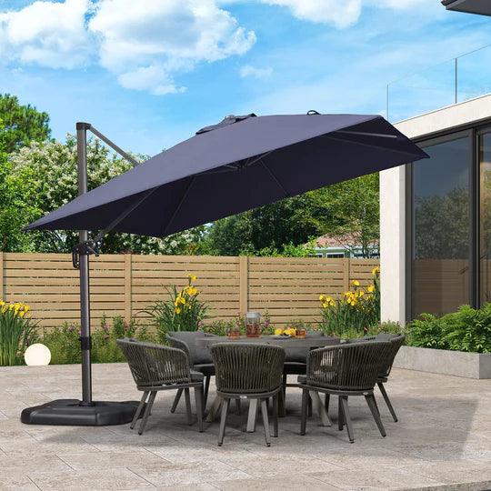 PURPLE LEAF Outdoor Patio Umbrella with Base, Garden Pool Umbrella, Navy Blue