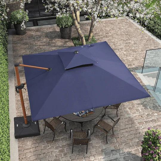PURPLE LEAF Outdoor Patio Umbrella with Base, Garden Pool Umbrella, Navy Blue