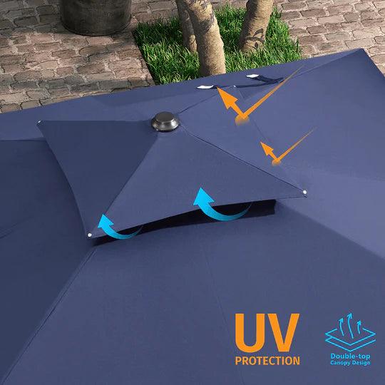 PURPLE LEAF Outdoor Patio Umbrella with Base, Garden Pool Umbrella, Navy Blue