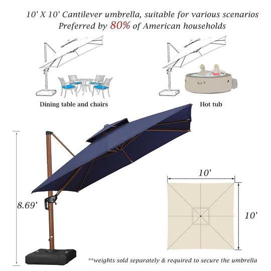 PURPLE LEAF Outdoor Patio Umbrella with Base, Garden Pool Umbrella, Navy Blue