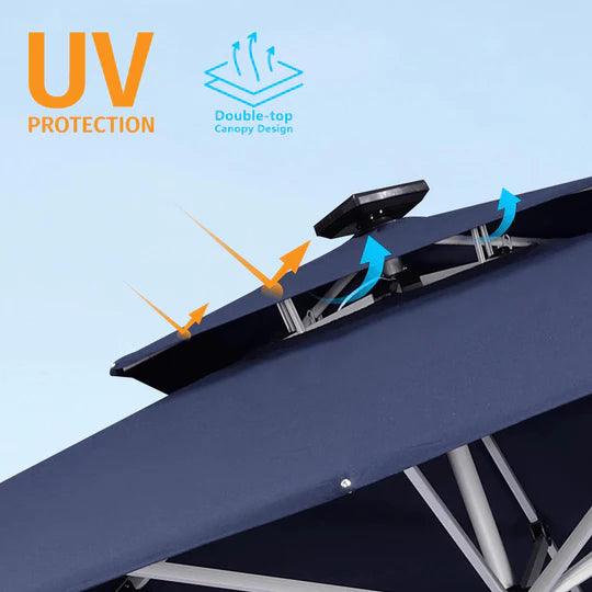 PURPLE LEAF Outdoor Patio Umbrella with Base, Garden Pool Umbrella, Navy Blue