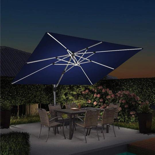 PURPLE LEAF Outdoor Patio Umbrella with Base, Garden Pool Umbrella, Navy Blue
