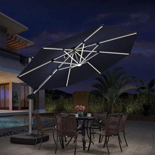 PURPLE LEAF Outdoor Patio Umbrella with Base, Garden Pool Umbrella, Navy Blue
