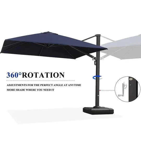 PURPLE LEAF Outdoor Patio Umbrella with Base, Garden Pool Umbrella, Navy Blue
