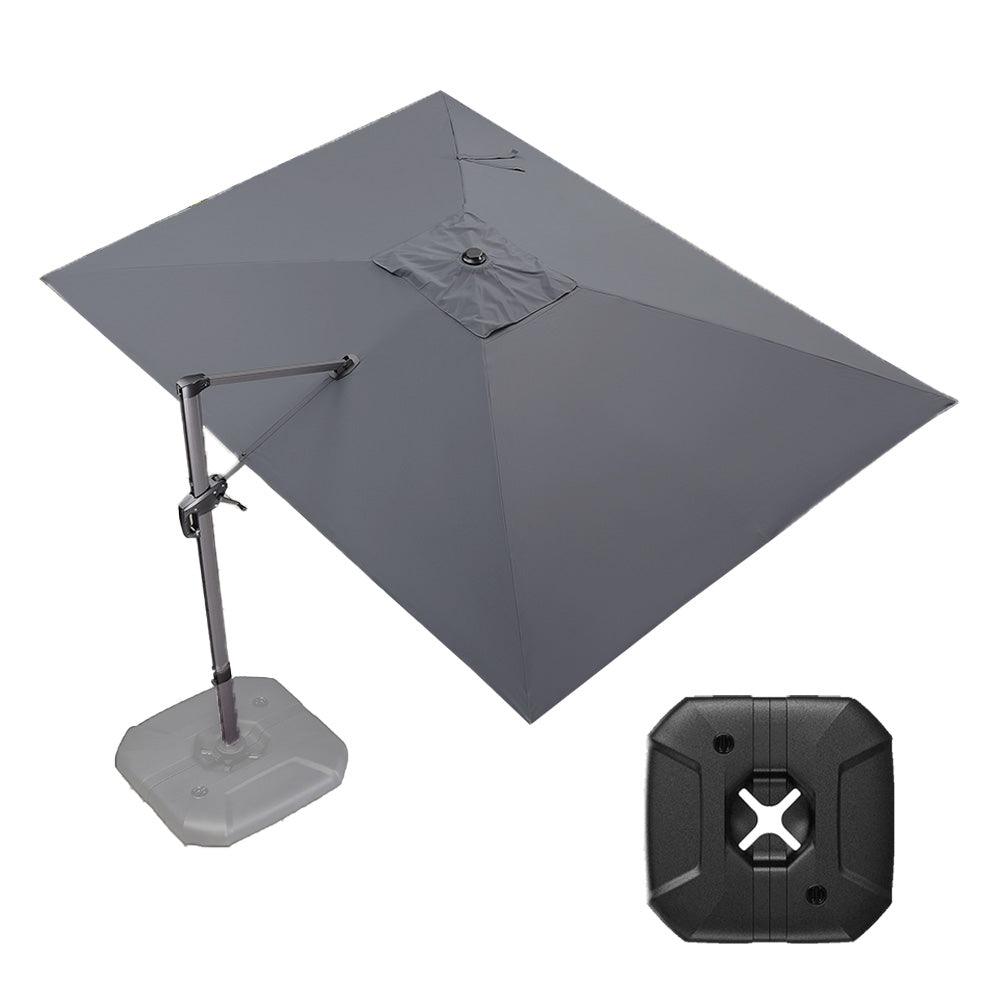 PURPLE LEAF Outdoor Patio Umbrella with Base, Cantilever Umbrellas for Garden, Grey
