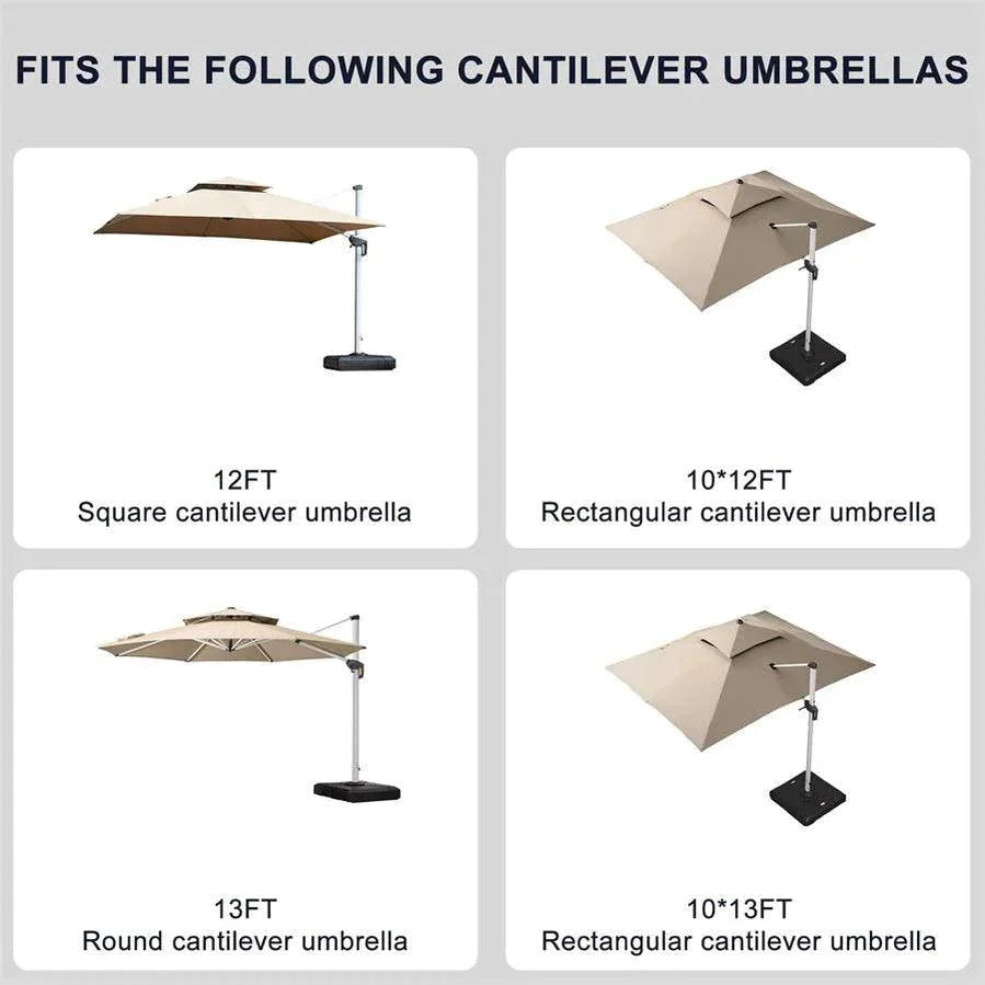 PURPLE LEAF Outdoor Patio Umbrella with Base, Cantilever Umbrellas for Garden, Grey