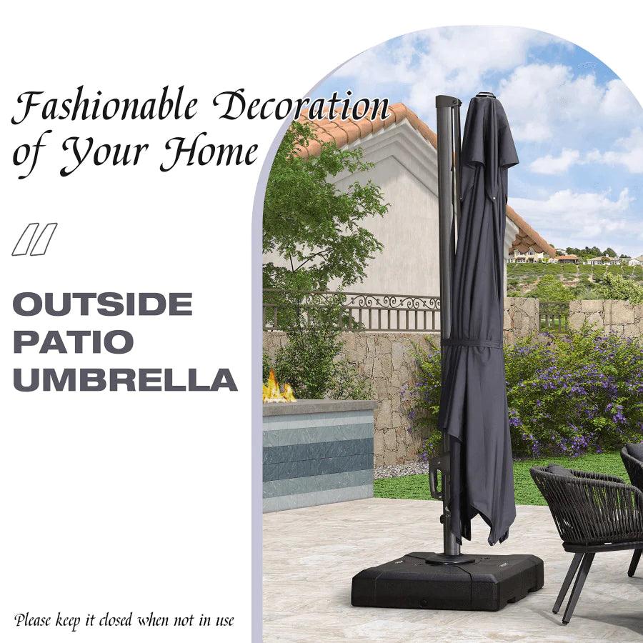 PURPLE LEAF Outdoor Patio Umbrella with Base, Cantilever Umbrellas for Garden, Grey