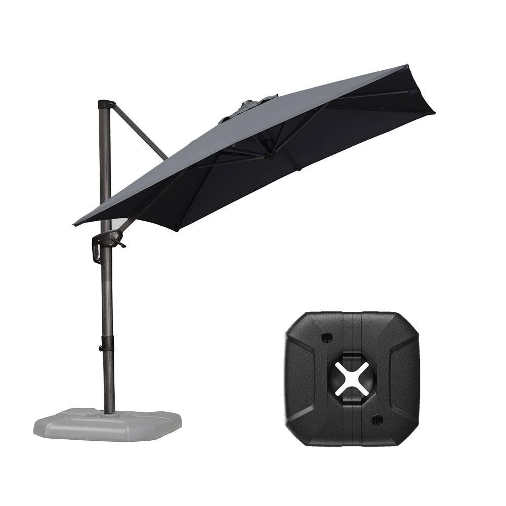 PURPLE LEAF Outdoor Patio Umbrella with Base, Cantilever Umbrellas for Garden, Grey