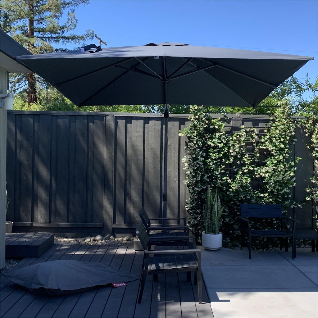 PURPLE LEAF Outdoor Patio Umbrella with Base, Cantilever Umbrellas for Garden, Grey