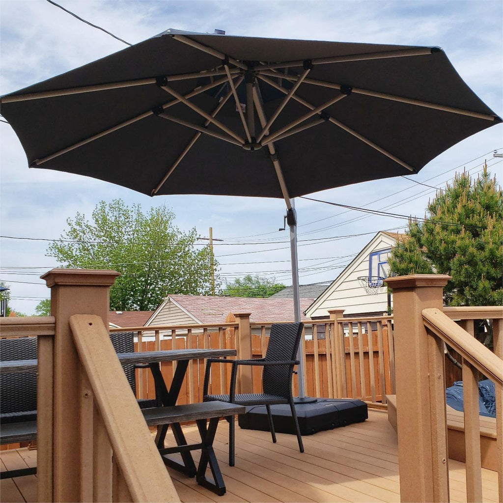 PURPLE LEAF Outdoor Patio Umbrella with Base, Cantilever Umbrellas for Garden, Grey