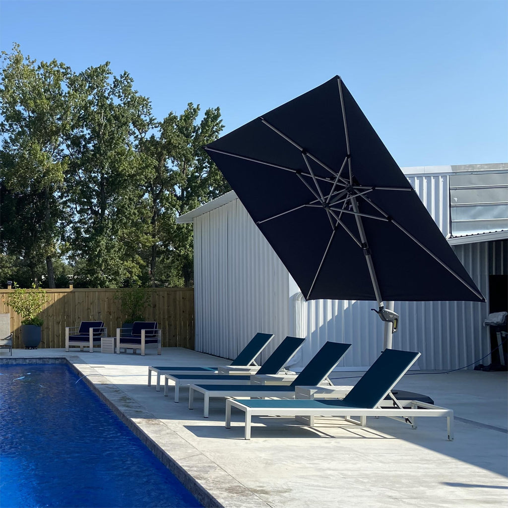 PURPLE LEAF Outdoor Patio Umbrella with Base, Cantilever Umbrellas for Garden, Grey