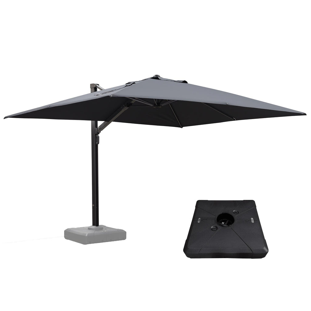 PURPLE LEAF Outdoor Patio Umbrella with Base, Cantilever Umbrellas for Garden, Grey