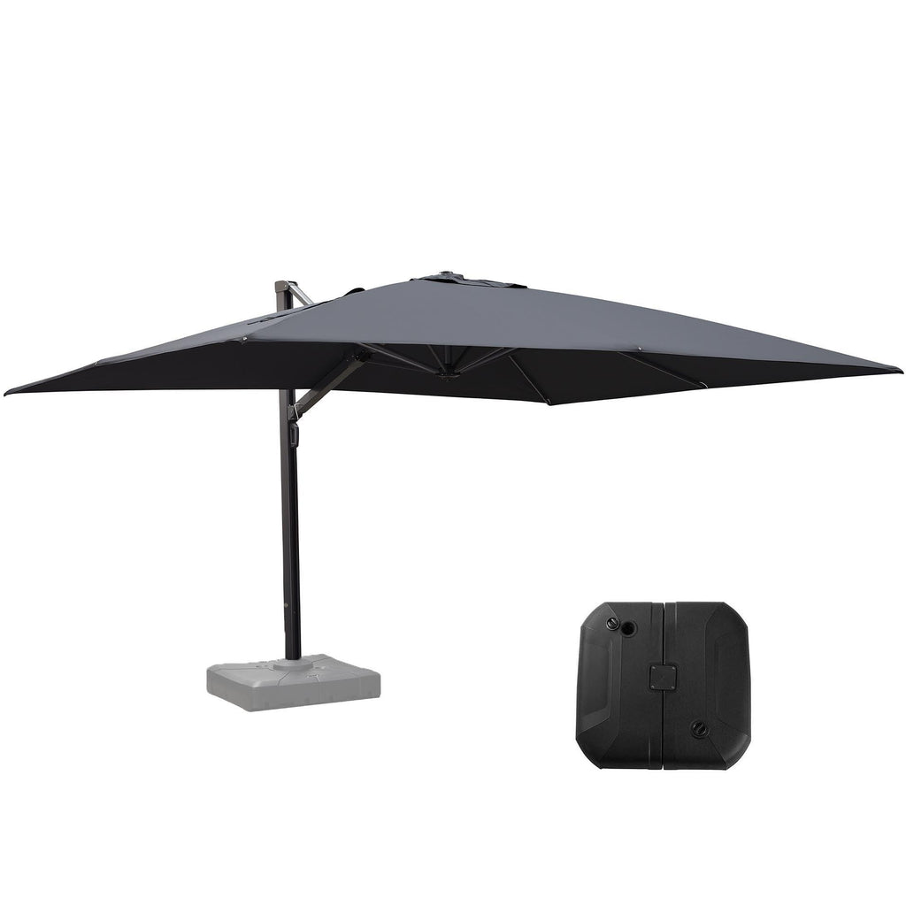 PURPLE LEAF Outdoor Patio Umbrella with Base, Cantilever Umbrellas for Garden, Grey