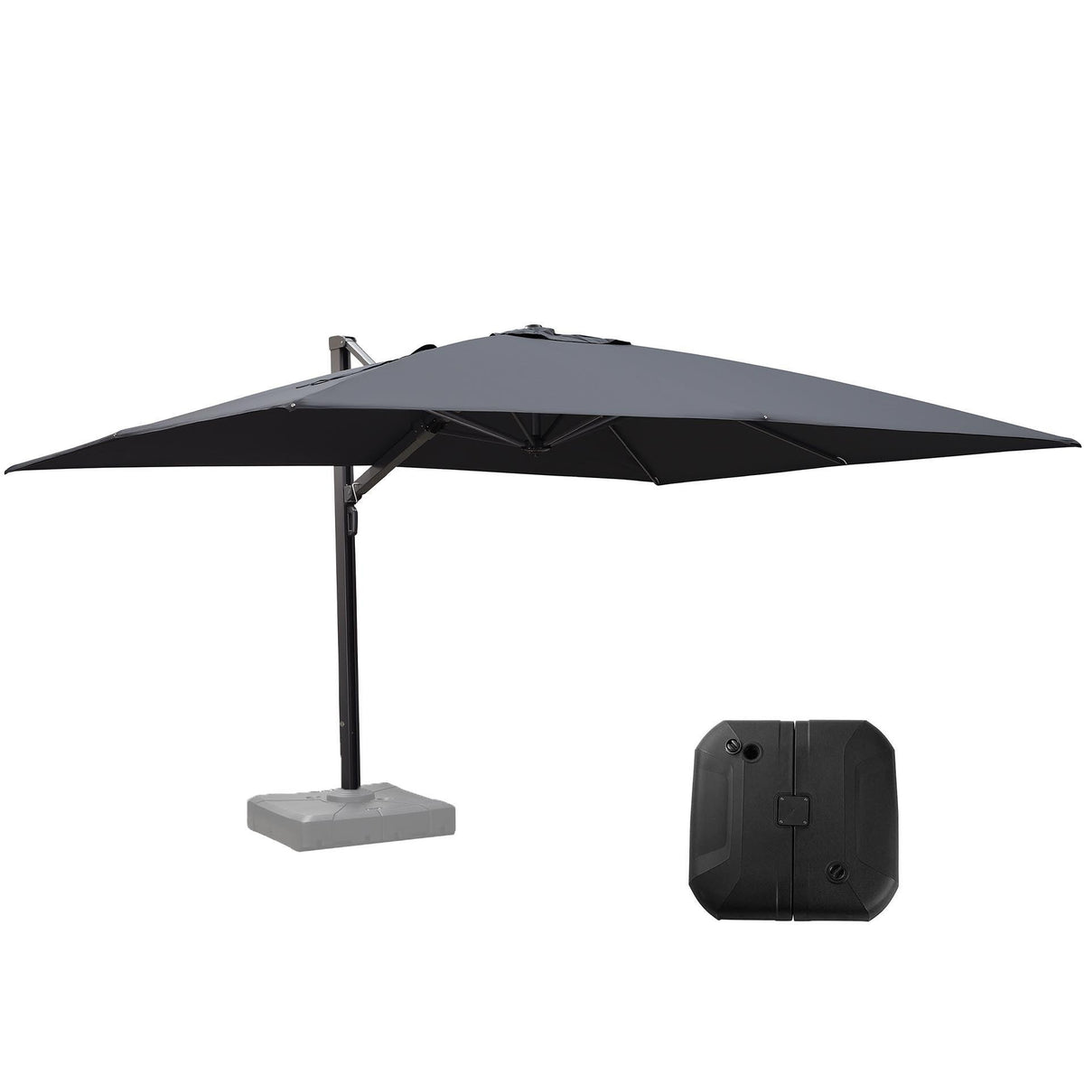 PURPLE LEAF Outdoor Patio Umbrella with Base, Cantilever Umbrellas for Garden, Grey