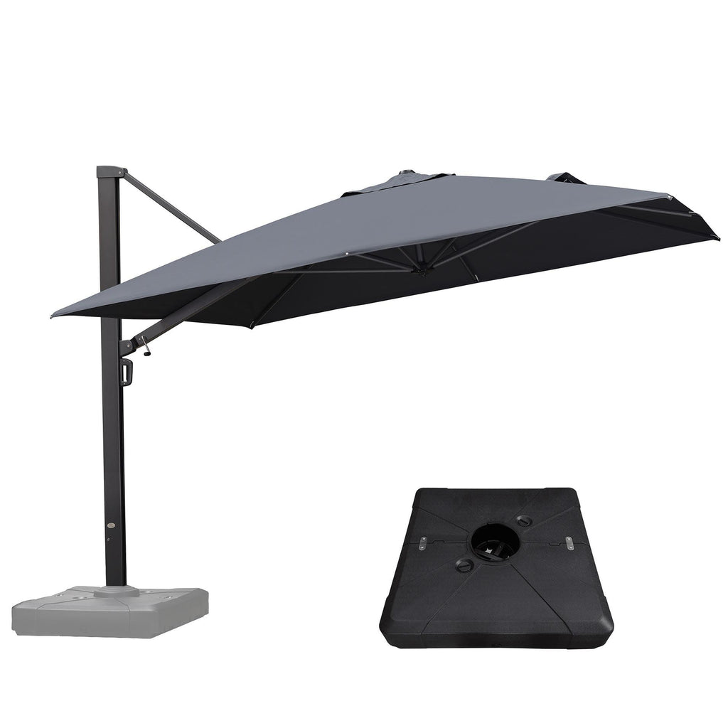 PURPLE LEAF Outdoor Patio Umbrella with Base, Cantilever Umbrellas for Garden, Grey