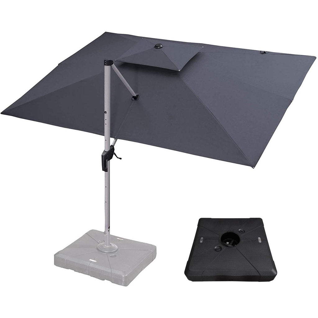 PURPLE LEAF Outdoor Patio Umbrella with Base, Cantilever Umbrellas for Garden, Grey