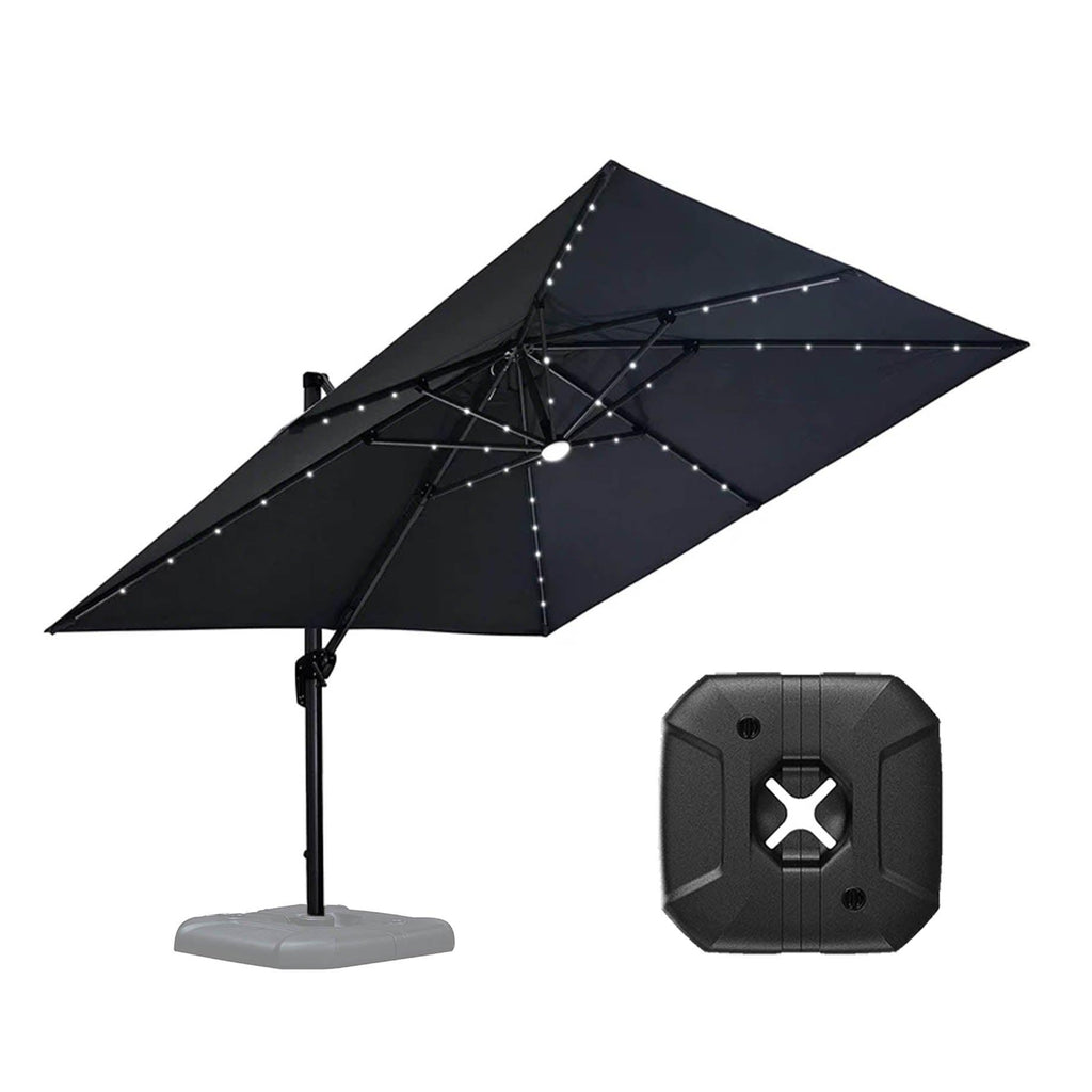 PURPLE LEAF Outdoor Patio Umbrella with Base, Cantilever Umbrellas for Garden, Grey