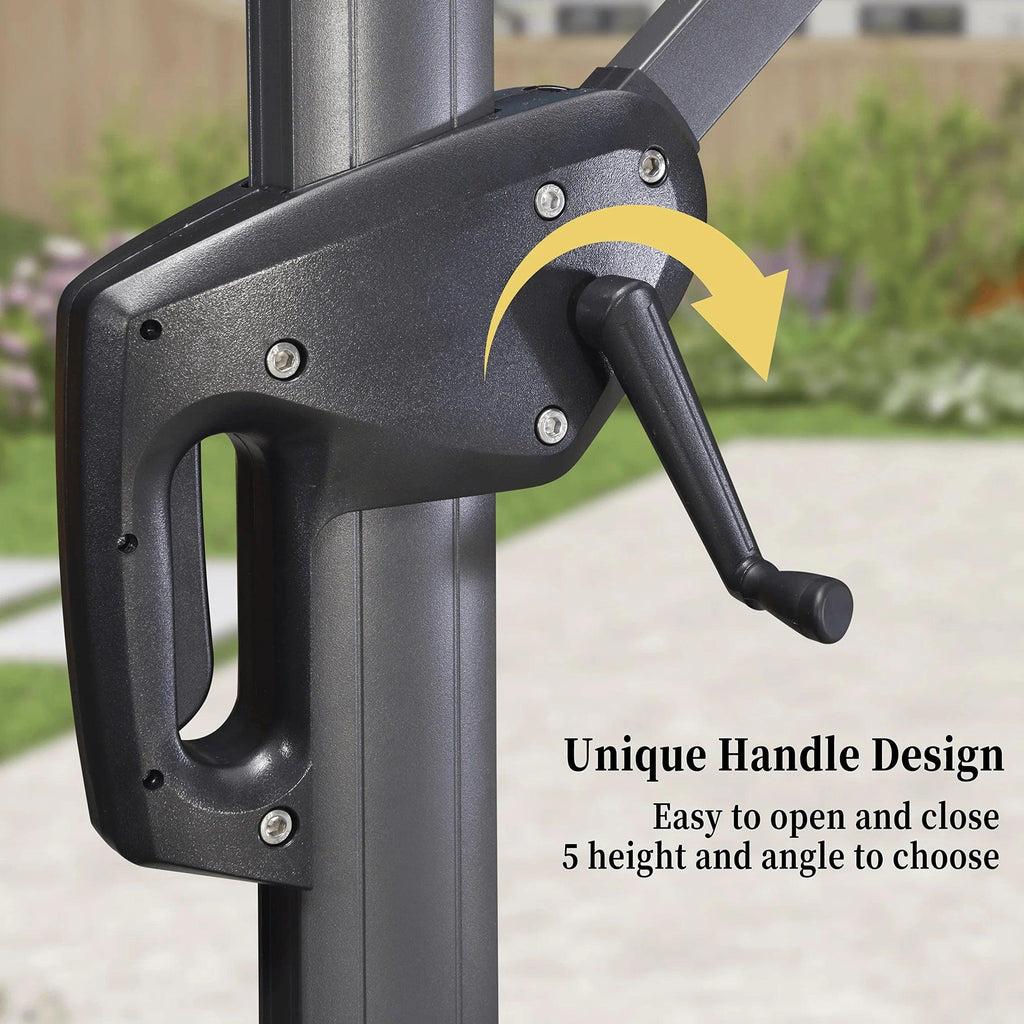 PURPLE LEAF Outdoor Patio Umbrella with Base, Cantilever Umbrellas for Garden, Grey