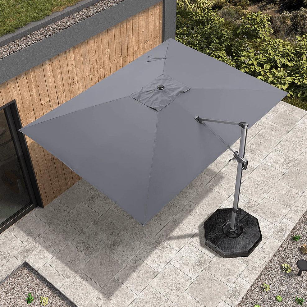 PURPLE LEAF Outdoor Patio Umbrella with Base, Cantilever Umbrellas for Garden, Grey