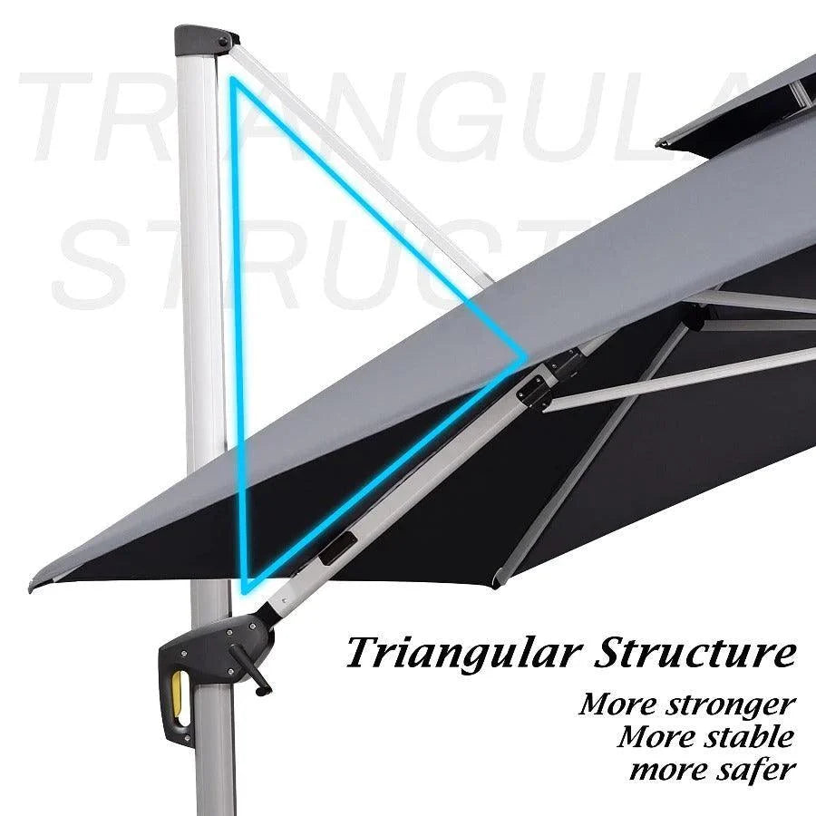 PURPLE LEAF Outdoor Patio Umbrella with Base, Cantilever Umbrellas for Garden, Grey