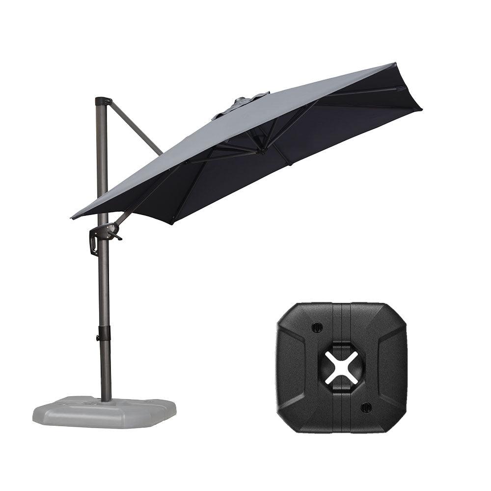 PURPLE LEAF Outdoor Patio Umbrella with Base, Cantilever Umbrellas for Garden, Grey