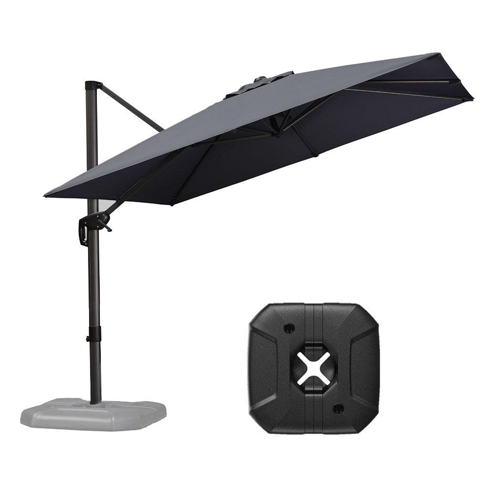 PURPLE LEAF Outdoor Patio Umbrella with Base, Cantilever Umbrellas for Garden, Grey