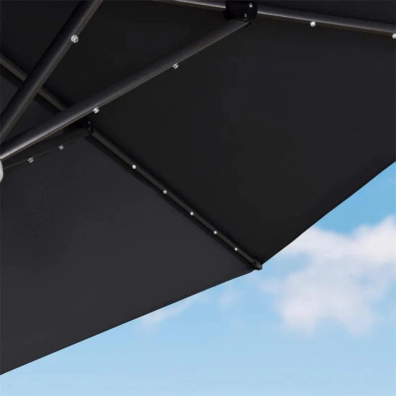 PURPLE LEAF Outdoor Patio Umbrella with Base, Cantilever Umbrellas for Garden, Grey