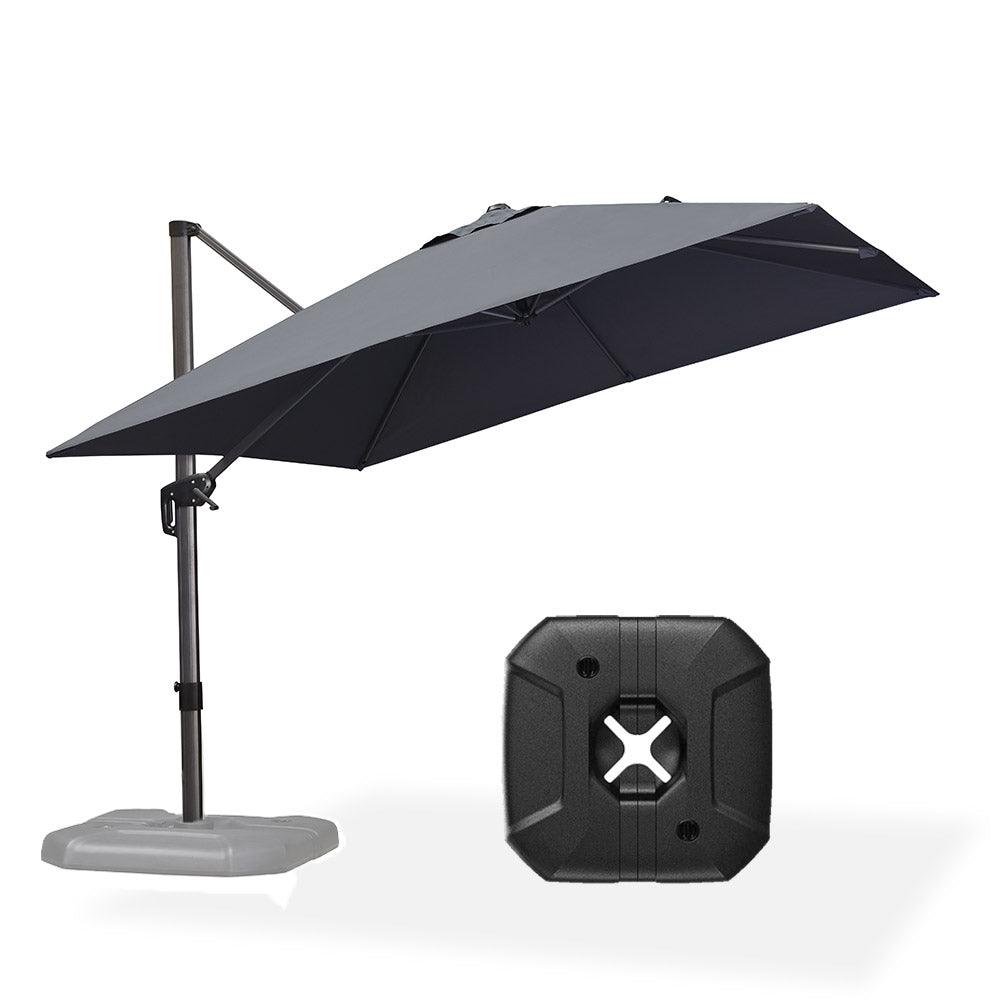 PURPLE LEAF Outdoor Patio Umbrella with Base, Cantilever Umbrellas for Garden, Grey