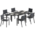 7pc Patio Dining Set with Expandable Table and Stackable Chairs, Black