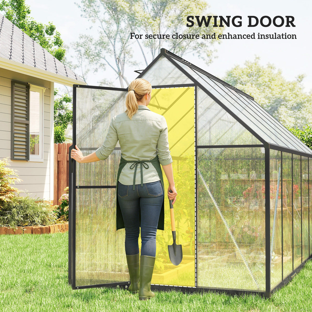 11' x 6' Polycarbonate Walk-in Greenhouse, Black