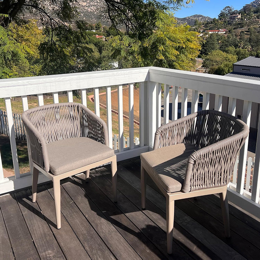 PURPLE LEAF Patio Dining Set with Sunbrella Fabric Cushions and Aluminum Table All-Weather Wicker Patio Table Set for Deck