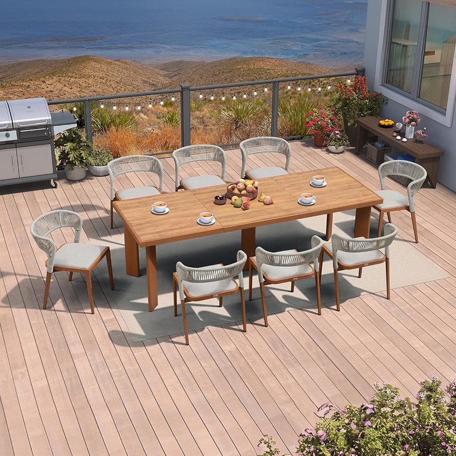 PURPLE LEAF 7 / 9 / 11 pcs Outdoor Dining Set Patio Dining Furniture for Lawn Backyard Deck Brown