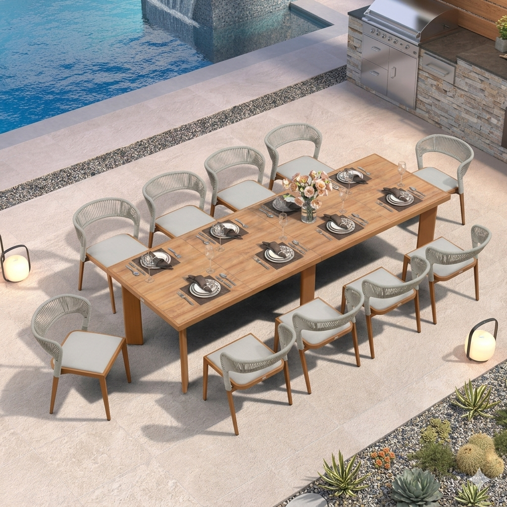 PURPLE LEAF 7 / 9 / 11 pcs Outdoor Dining Set Patio Dining Furniture for Lawn Backyard Deck Brown