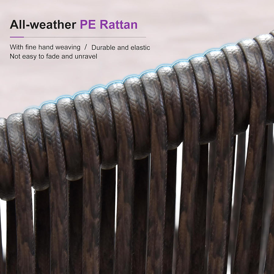 PURPLE LEAF Round Patio Dining Set with Aluminum Frame and Wicker Rattan Dining Chair with Comfortable Cushions for Deck Porch Kitchen Outdoor