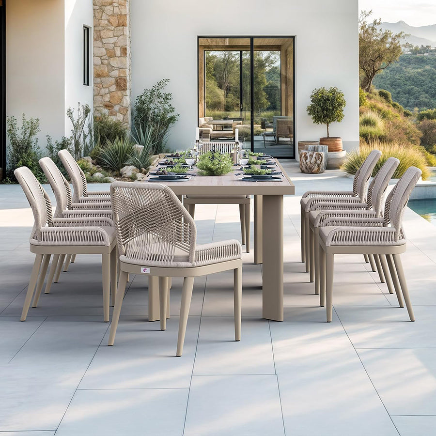 PURPLE LEAF 7/9/11 Pieces Patio Dining Set with Sunbrella Cushions All-Weather Wicker Patio Table and Chairs for Deck, Garden
