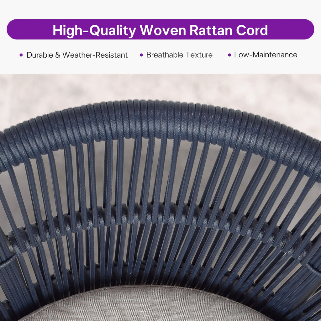 PURPLE LEAF Outdoor Dining Set All Weather Wicker Patio Dining Set with Rectangular Aluminum Table and Modern Armrest Dining Chairs for Garden Deck Backyard Kitchen
