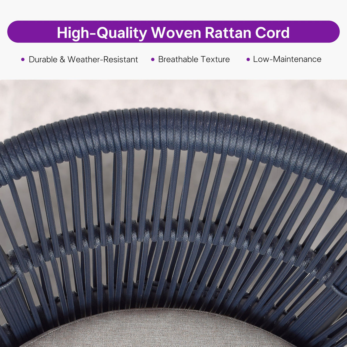PURPLE LEAF Outdoor Dining Set All Weather Wicker Patio Dining Set with Rectangular Aluminum Table and Modern Armrest Dining Chairs for Garden Deck Backyard Kitchen