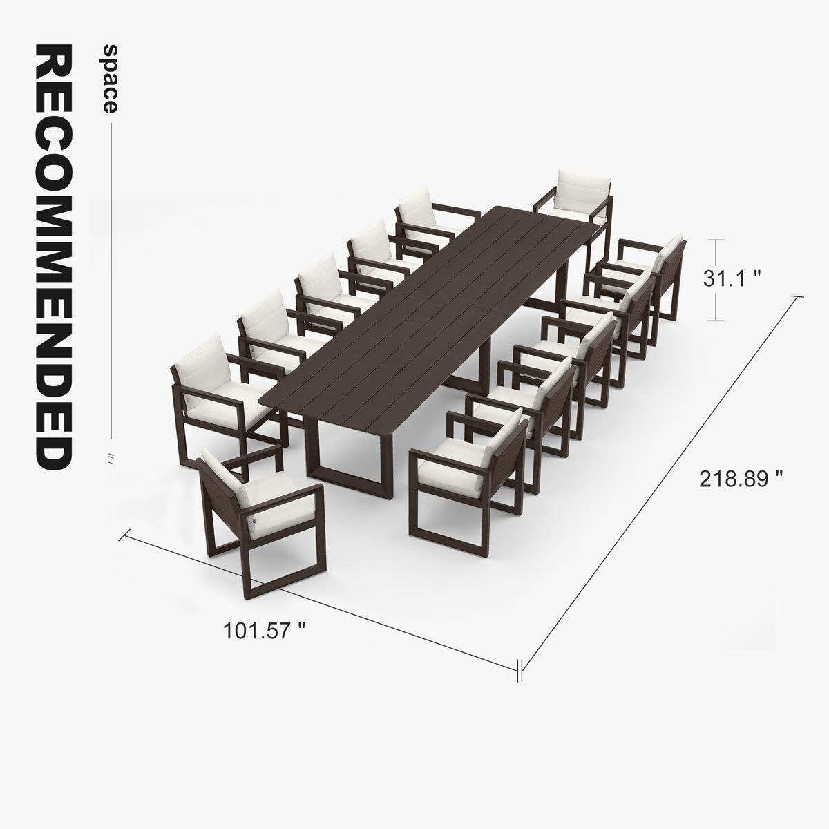 PURPLE LEAF Caesar Outdoor Dining Set Aluminum Luxury Patio Furniture Table and Chairs Set with Olifen Removable Thick Cushion and Pillow Patio Dining Sets for Garden Deck