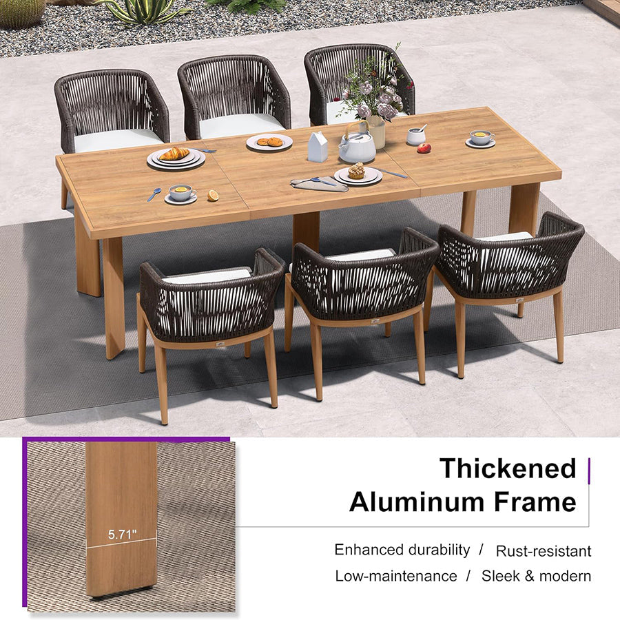 PURPLE LEAF Patio Dining Set with Sunbrella Fabric Cushions and Aluminum Table All-Weather Wicker Patio Table Set for Deck