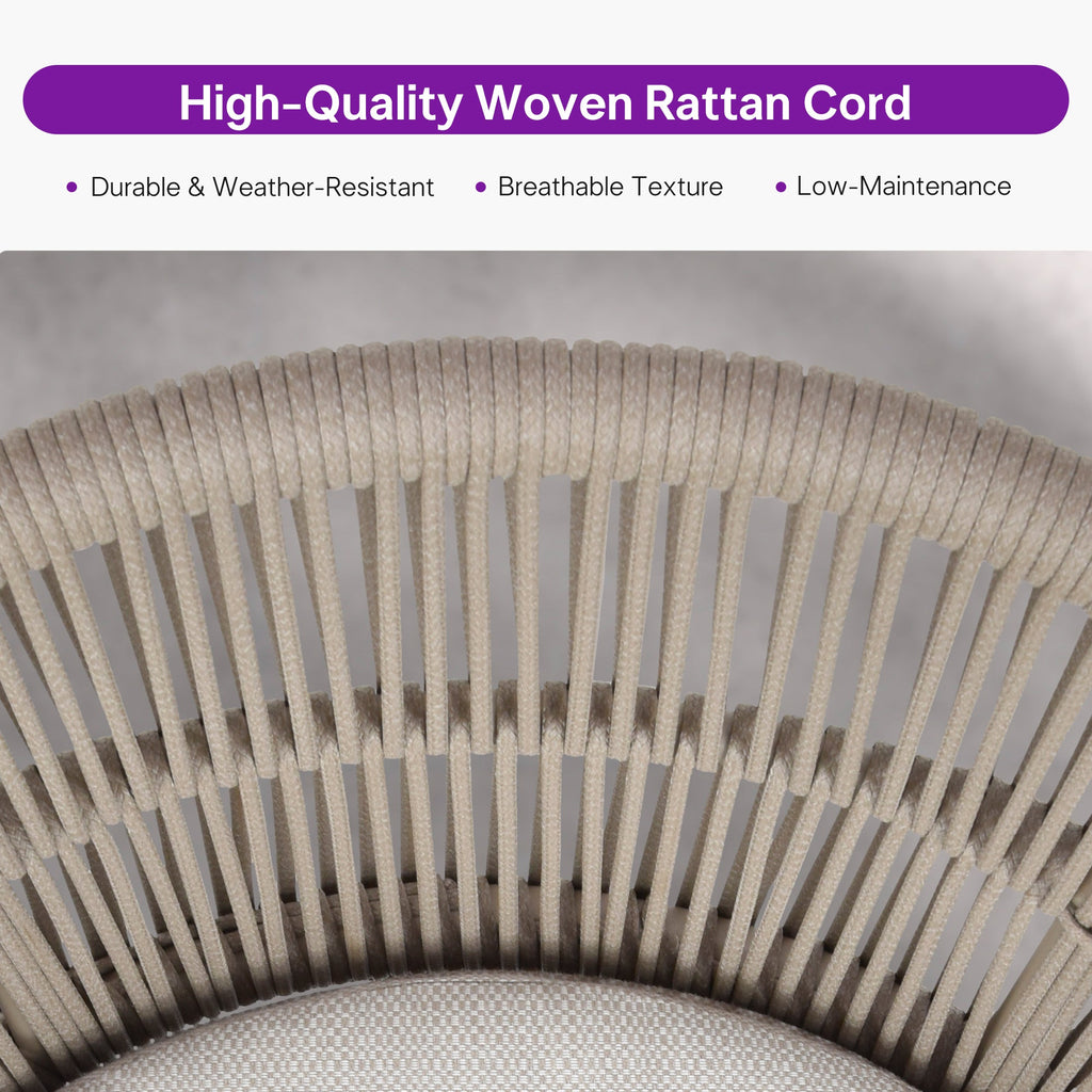 PURPLE LEAF Outdoor Dining Set All Weather Wicker Patio Dining Set with Rectangular Aluminum Table and Modern Armrest Dining Chairs for Garden Deck Backyard Kitchen