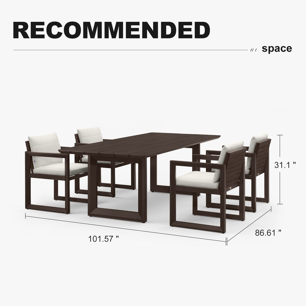 PURPLE LEAF Caesar Outdoor Dining Set Aluminum Luxury Patio Furniture Table and Chairs Set with Olifen Removable Thick Cushion and Pillow Patio Dining Sets for Garden Deck
