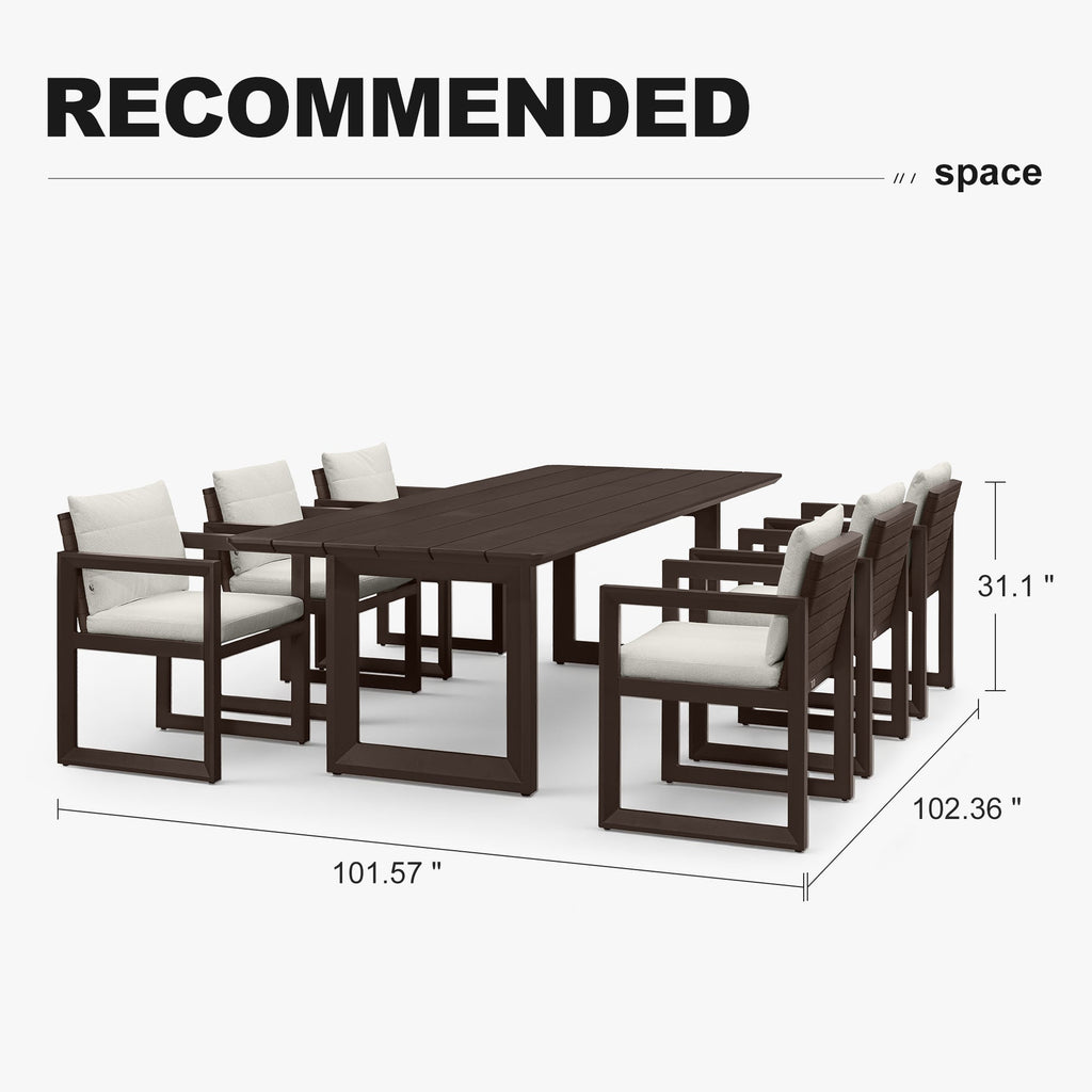 PURPLE LEAF Caesar Outdoor Dining Set Aluminum Luxury Patio Furniture Table and Chairs Set with Olifen Removable Thick Cushion and Pillow Patio Dining Sets for Garden Deck