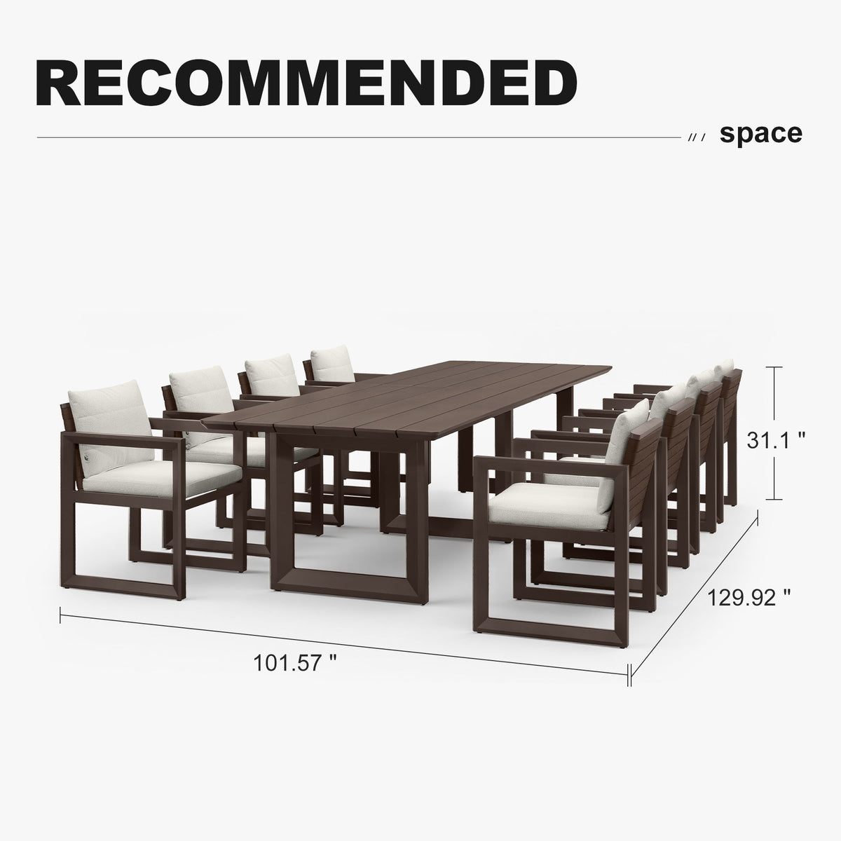 PURPLE LEAF Caesar Outdoor Dining Set Aluminum Luxury Patio Furniture Table and Chairs Set with Olifen Removable Thick Cushion and Pillow Patio Dining Sets for Garden Deck